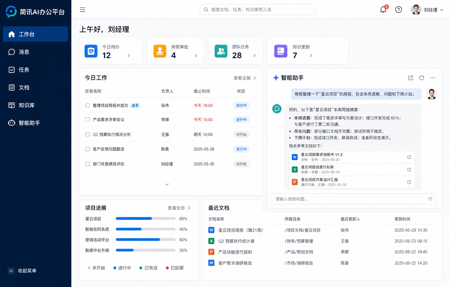 简讯AI办公平台软件界面